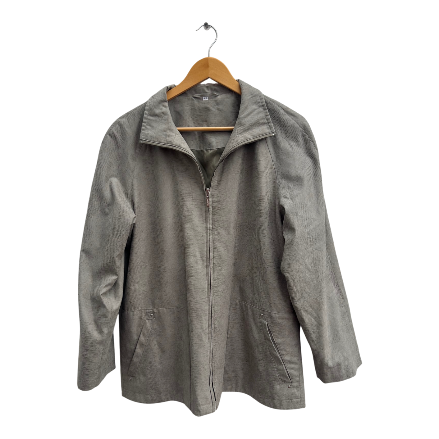 Damen Jacke Grau Gr 20 Übergangsjacke Schlangenmuster Reißverschluss Frühling