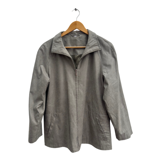 Damen Jacke Grau Gr 20 Übergangsjacke Schlangenmuster Reißverschluss Frühling