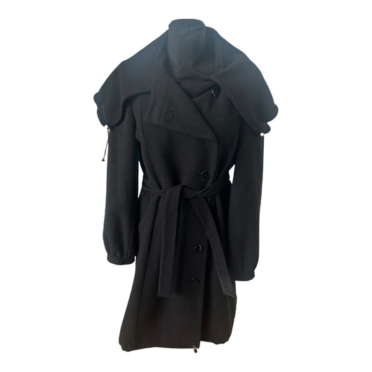 Jakes Mantel Damen Gr 40 Schwarz Elegant Lang Großer Kragen Bindeband