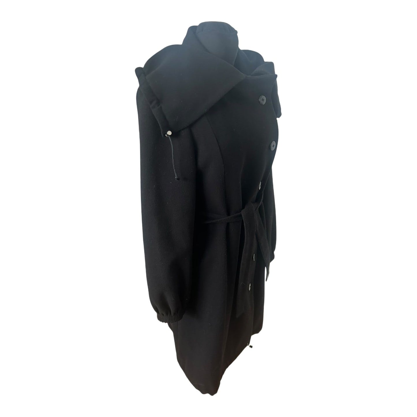 Jakes Mantel Damen Gr 40 Schwarz Elegant Lang Großer Kragen Bindeband