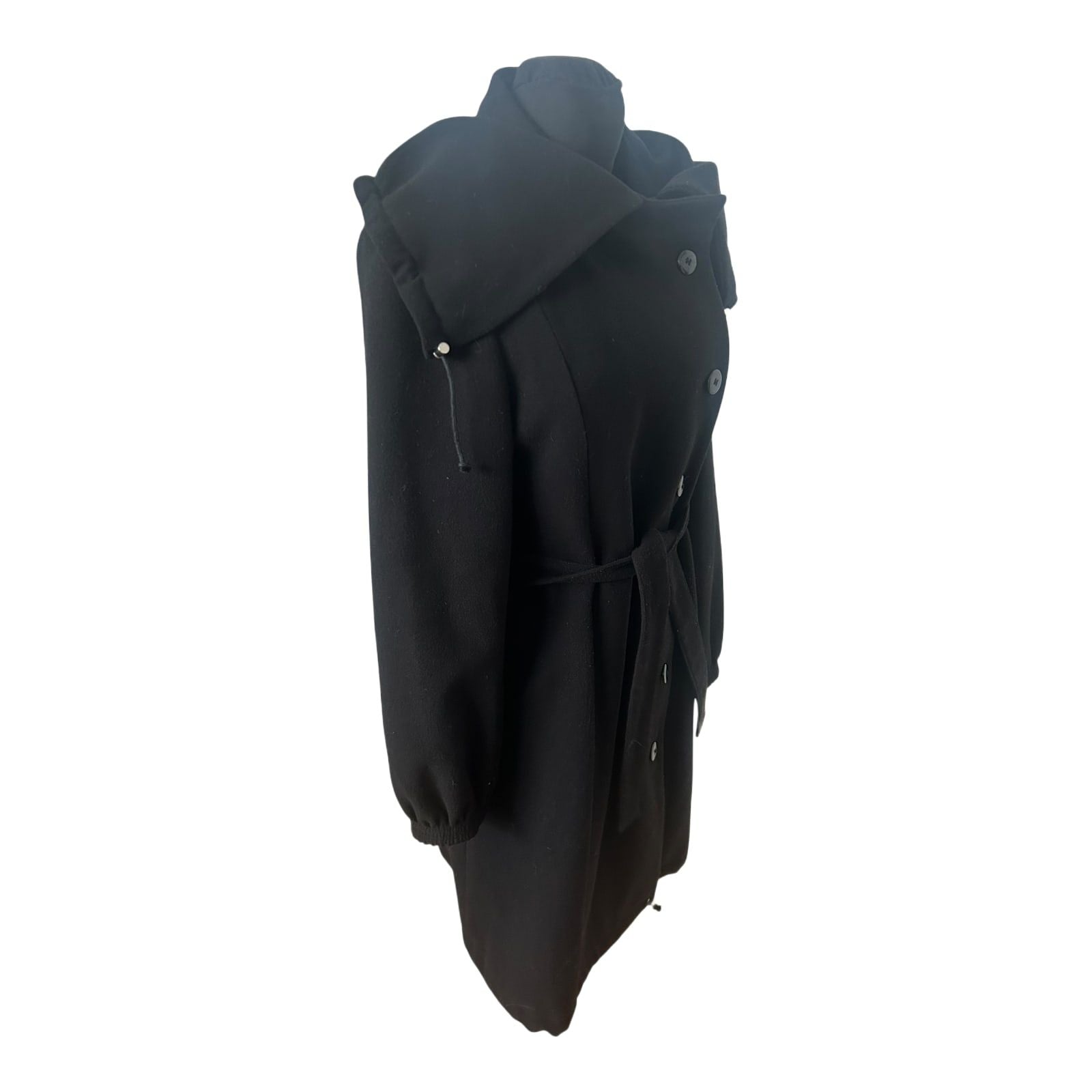 Jakes Mantel Damen Gr 40 Schwarz Elegant Lang Großer Kragen Bindeband