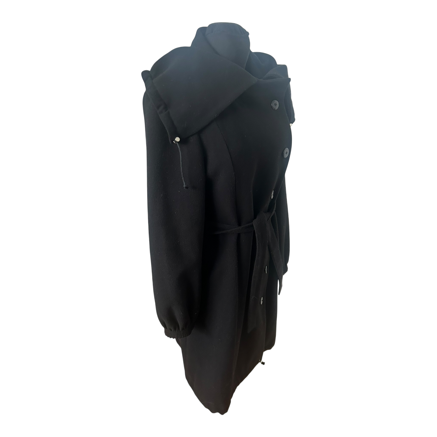 Jakes Mantel Damen Gr 40 Schwarz Elegant Lang Großer Kragen Bindeband