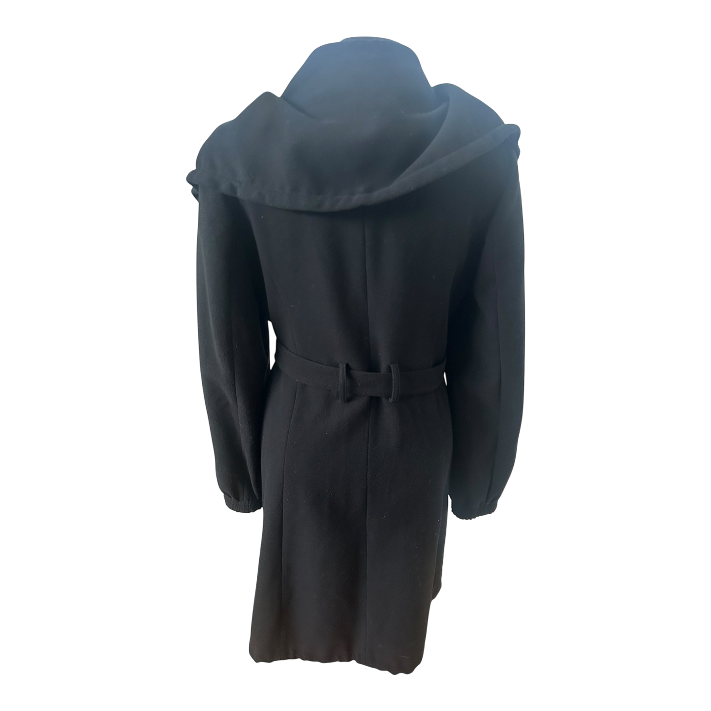 Jakes Mantel Damen Gr 40 Schwarz Elegant Lang Großer Kragen Bindeband