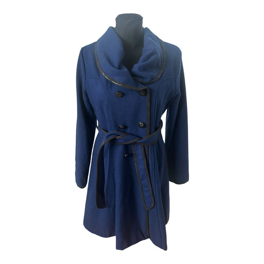Jessica Simpson Mantel Damen Gr L Blau Elegant Wollmantel Bindegürtel