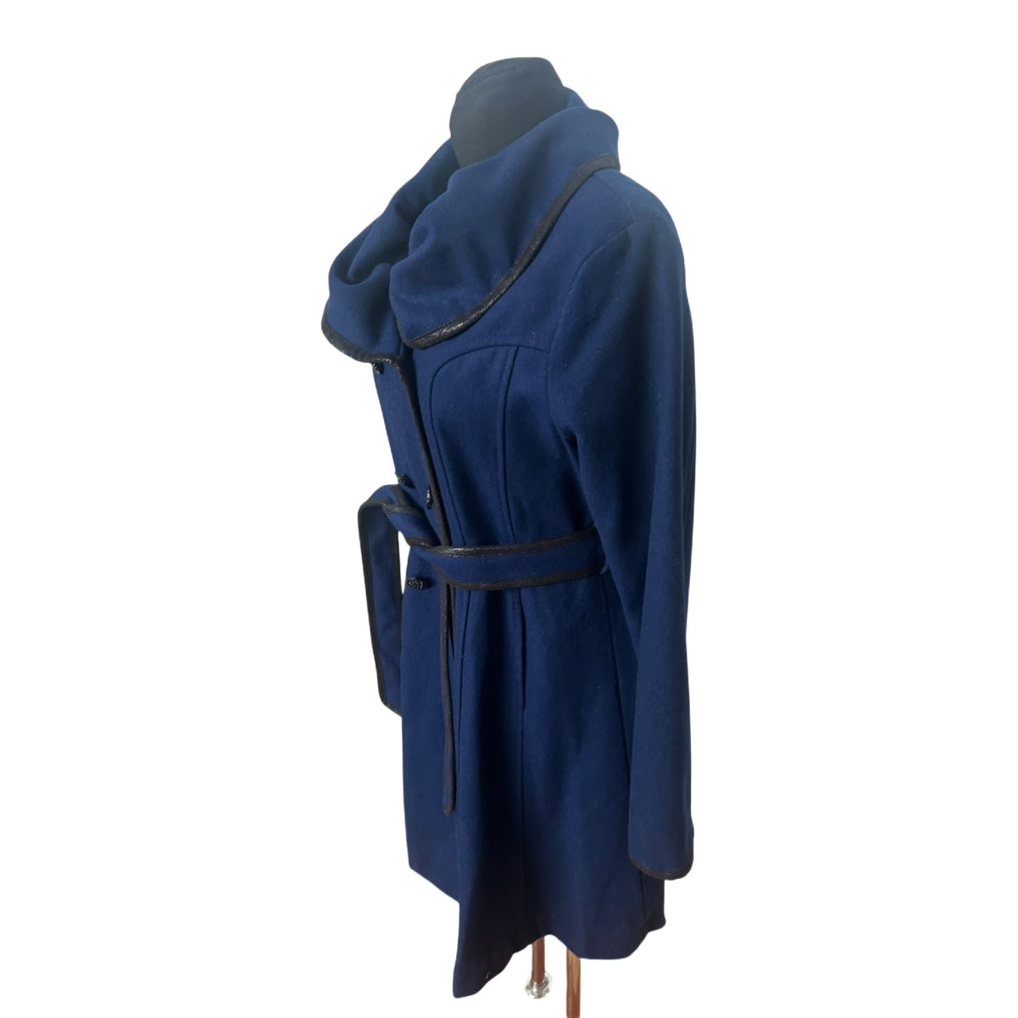 Jessica Simpson Mantel Damen Gr L Blau Elegant Wollmantel Bindegürtel