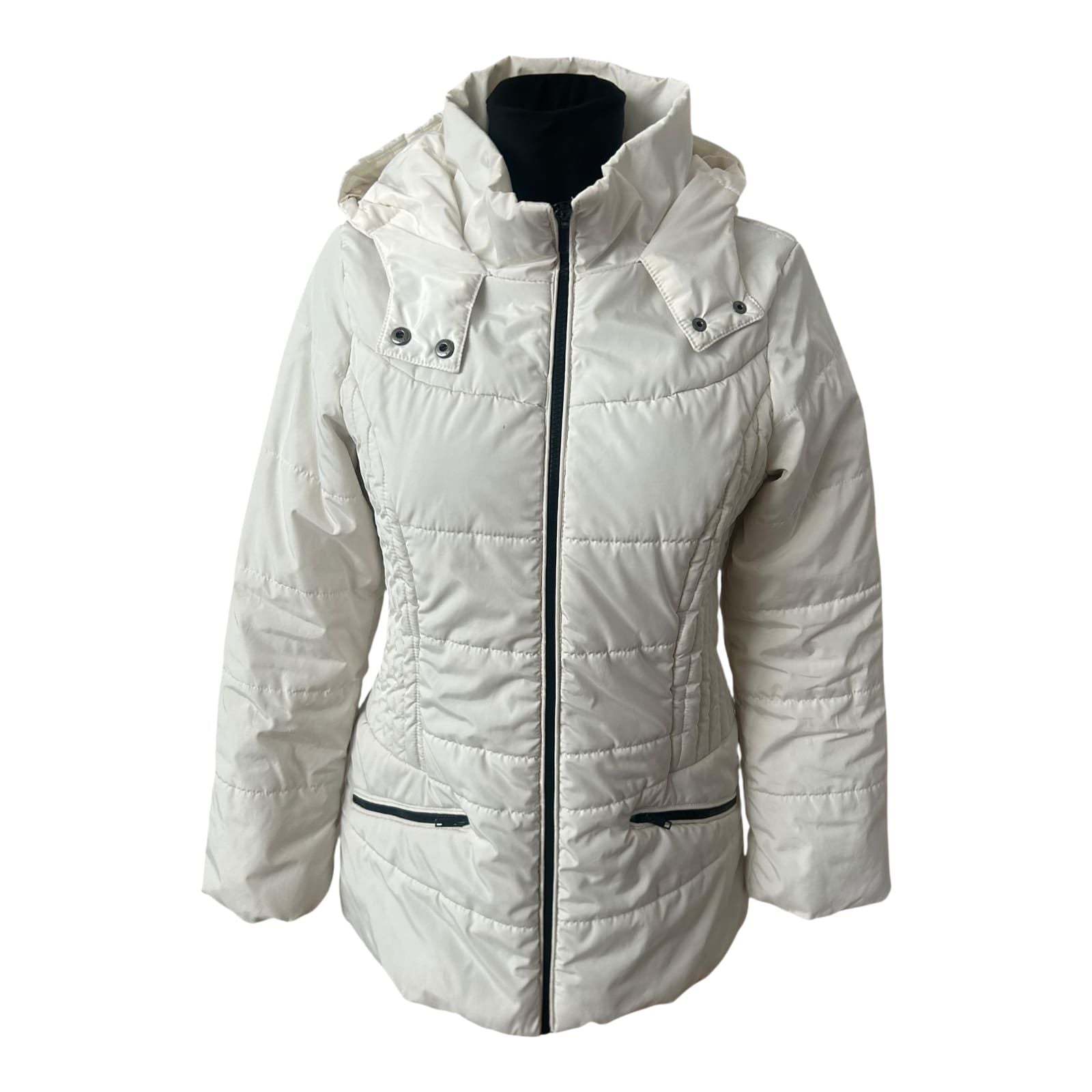 Manguun Steppjacke Damen Gr 38 Weiss Gefüttert Kapuze Winterjacke