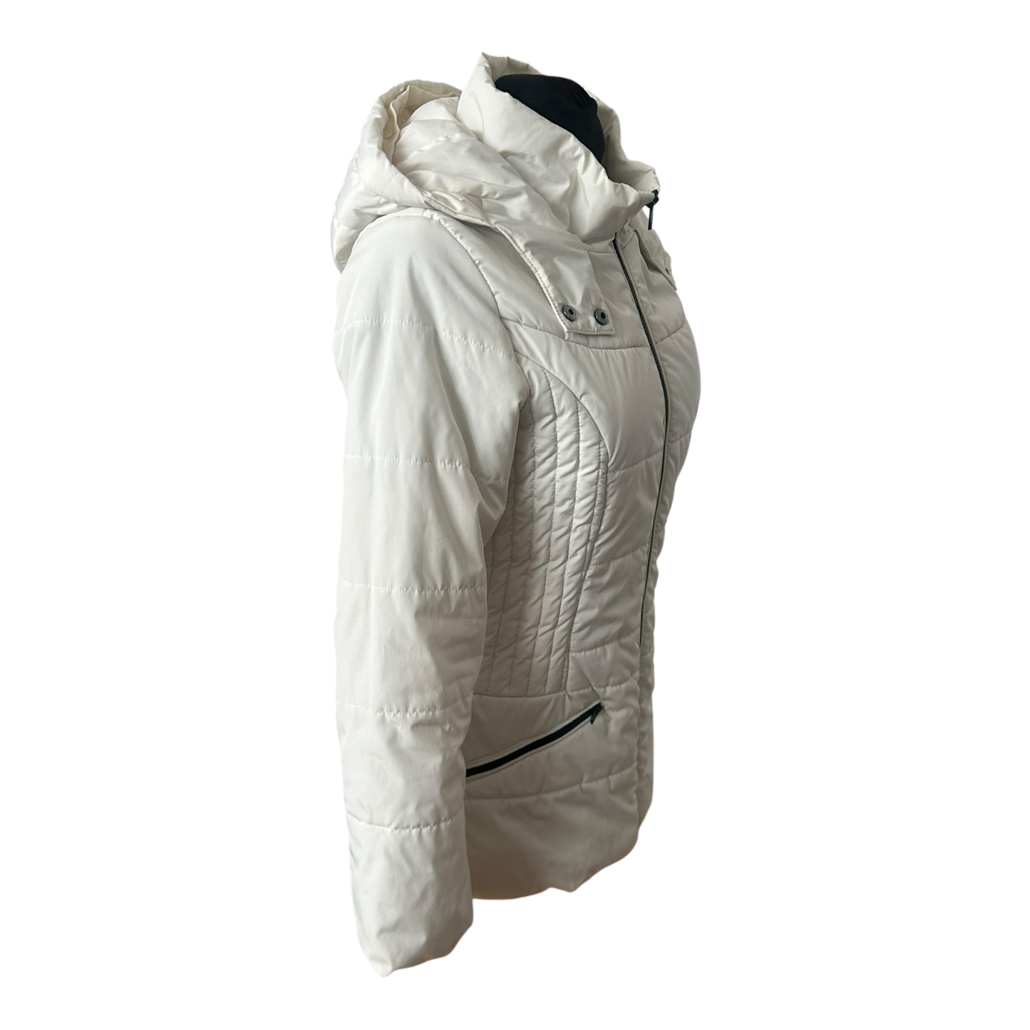 Manguun Steppjacke Damen Gr 38 Weiss Gefüttert Kapuze Winterjacke