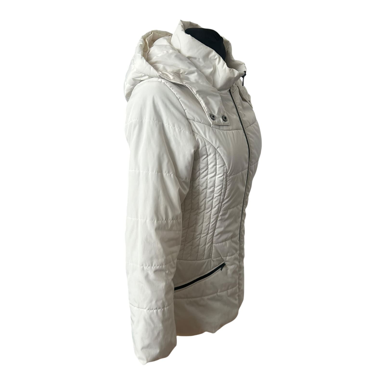 Manguun Steppjacke Damen Gr 38 Weiss Gefüttert Kapuze Winterjacke