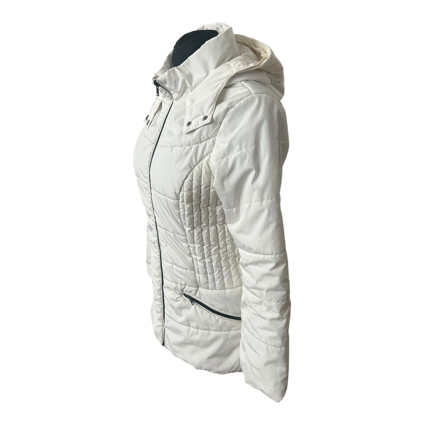 Manguun Steppjacke Damen Gr 38 Weiss Gefüttert Kapuze Winterjacke