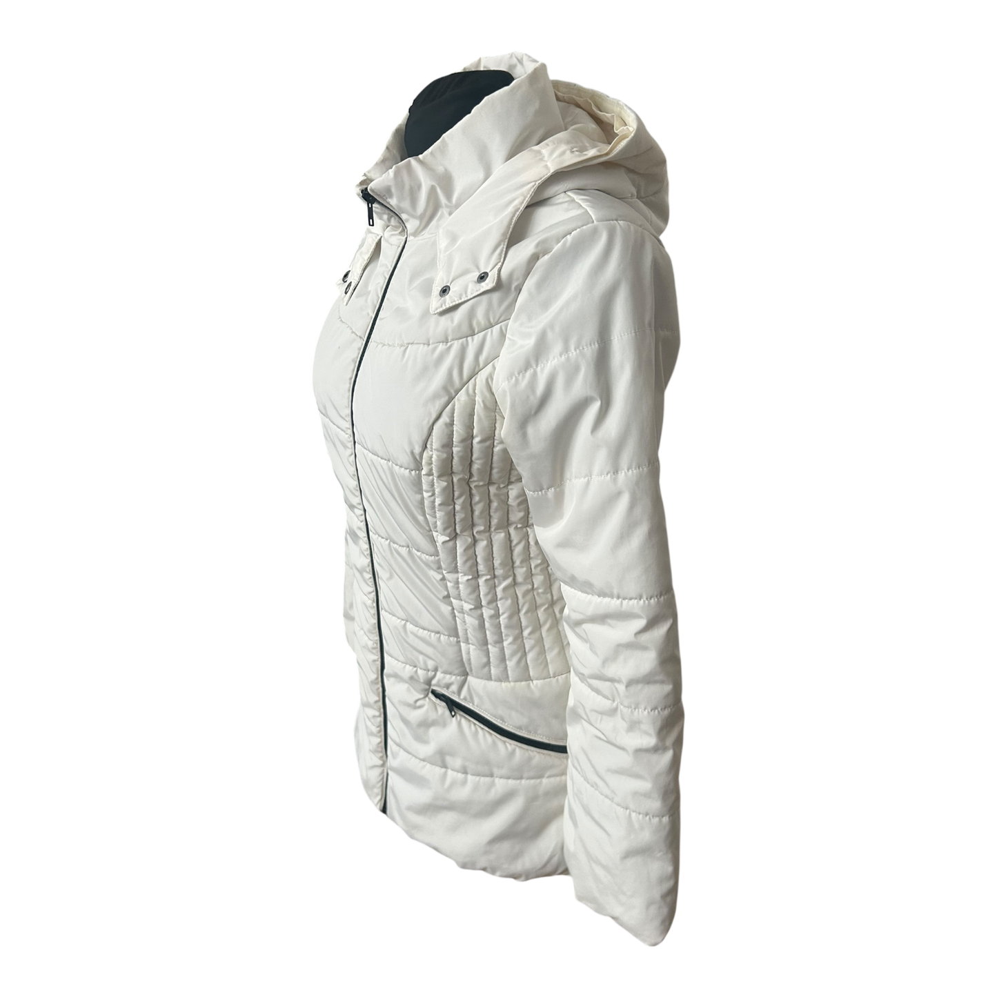 Manguun Steppjacke Damen Gr 38 Weiss Gefüttert Kapuze Winterjacke
