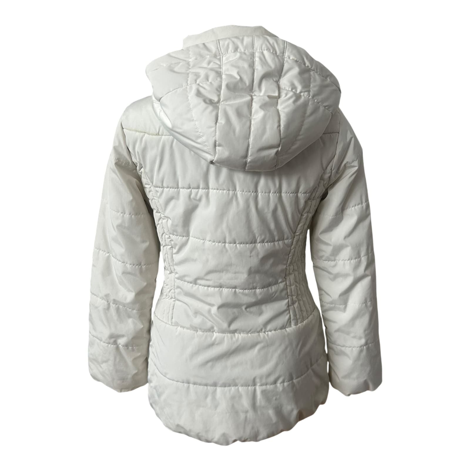 Manguun Steppjacke Damen Gr 38 Weiss Gefüttert Kapuze Winterjacke