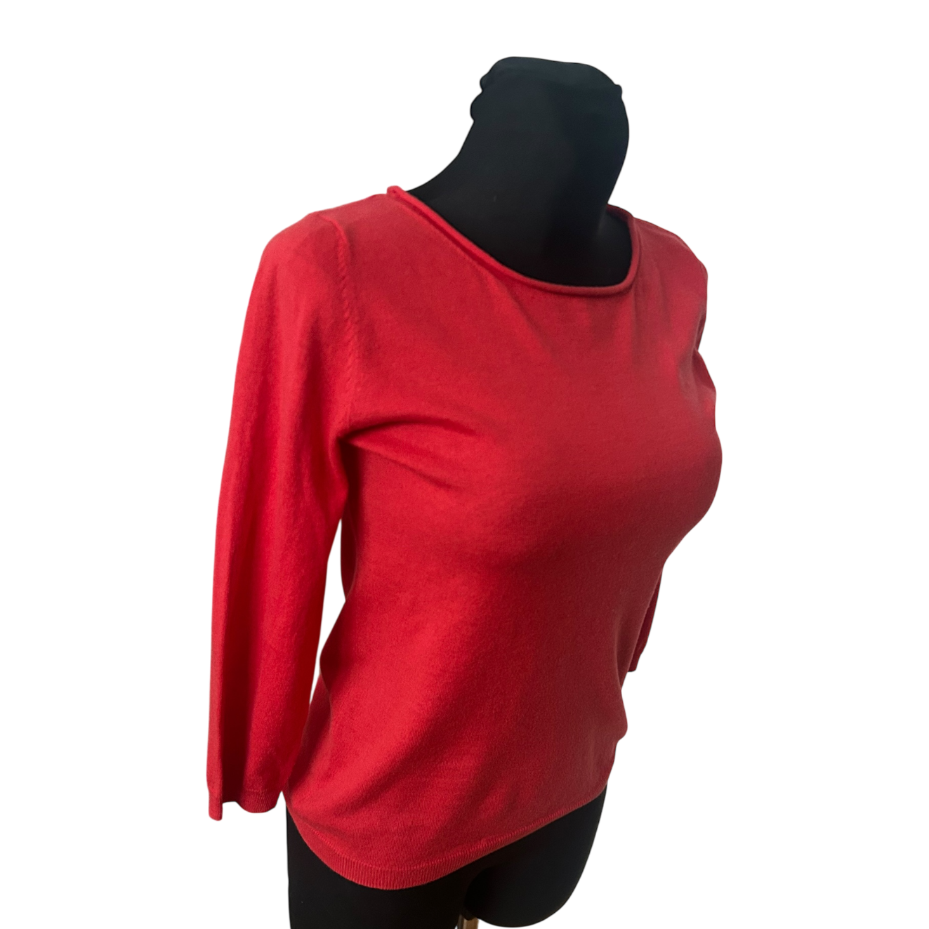 Marc O Polo Damen Pullover Gr S Rot Merino Baumwolle 3/4 Arm Hochwertig