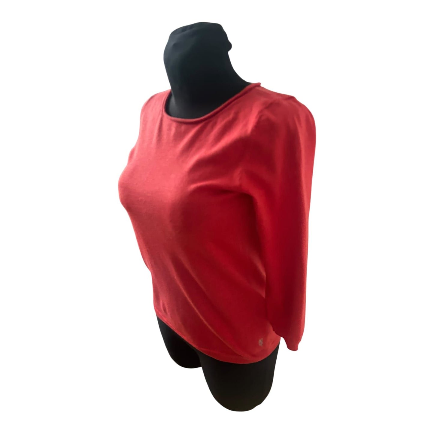 Marc O Polo Damen Pullover Gr S Rot Merino Baumwolle 3/4 Arm Hochwertig