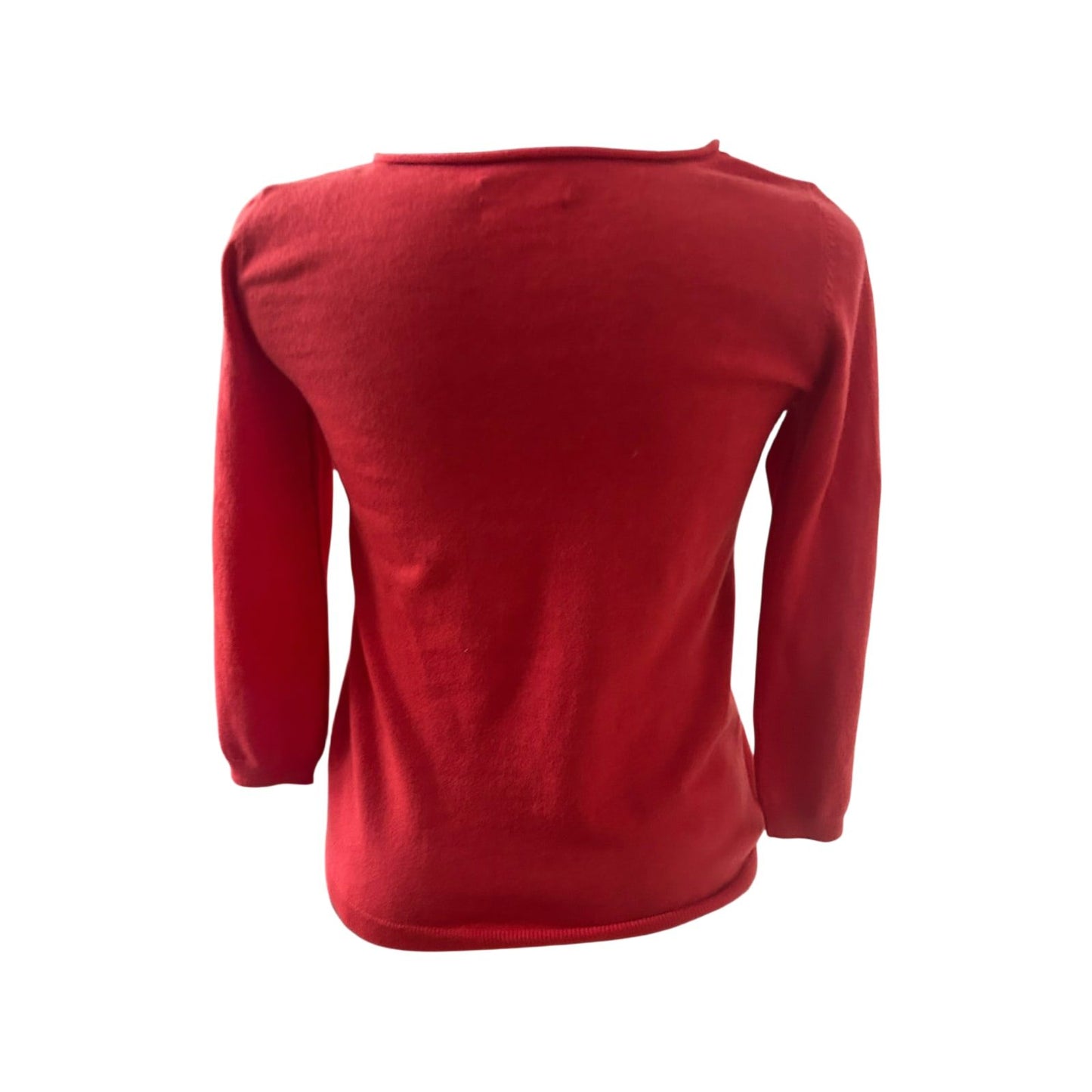 Marc O Polo Damen Pullover Gr S Rot Merino Baumwolle 3/4 Arm Hochwertig