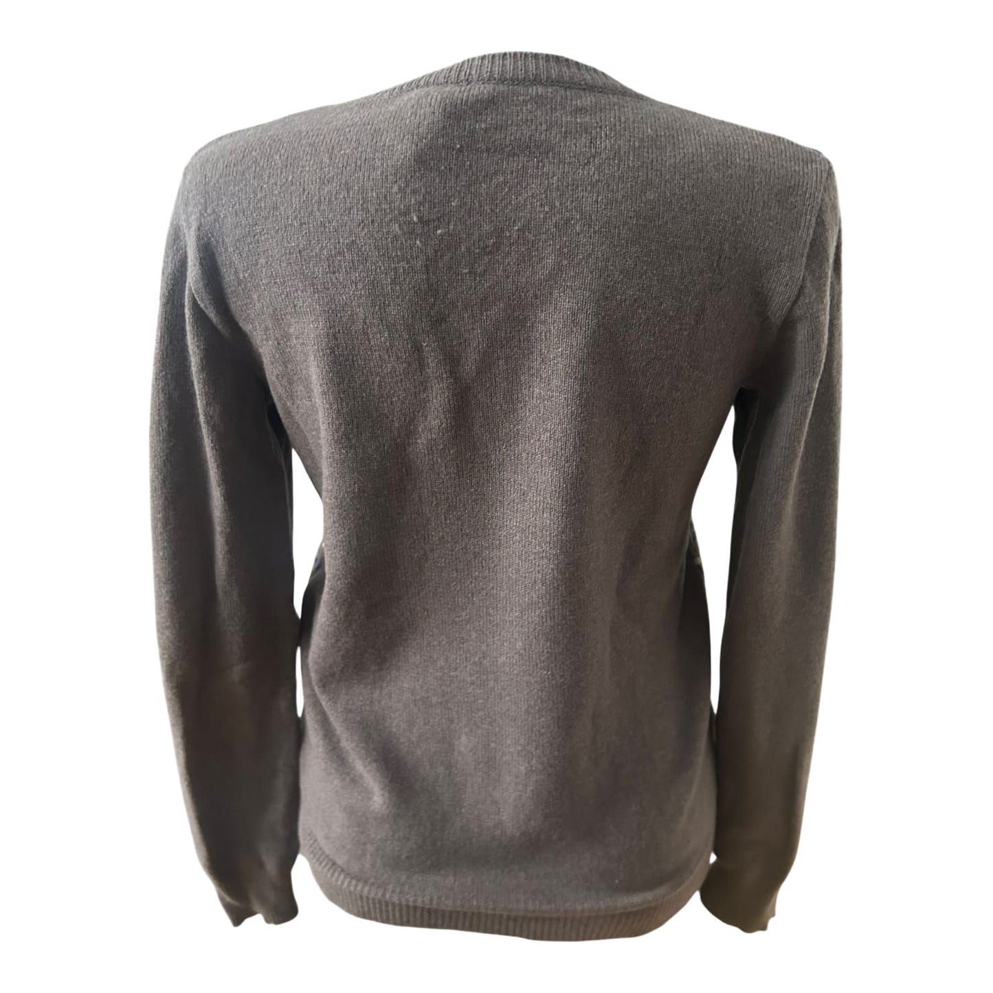 Wolfen Germany Vintage Damen Pullover Gr M Taupe Wolle Muster Langarm