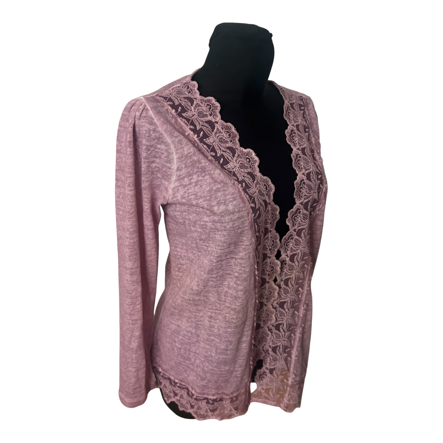 Himmelblau by Lola Paltinger Damen Cardigan Gr 40 Rosa Spitze Langarm