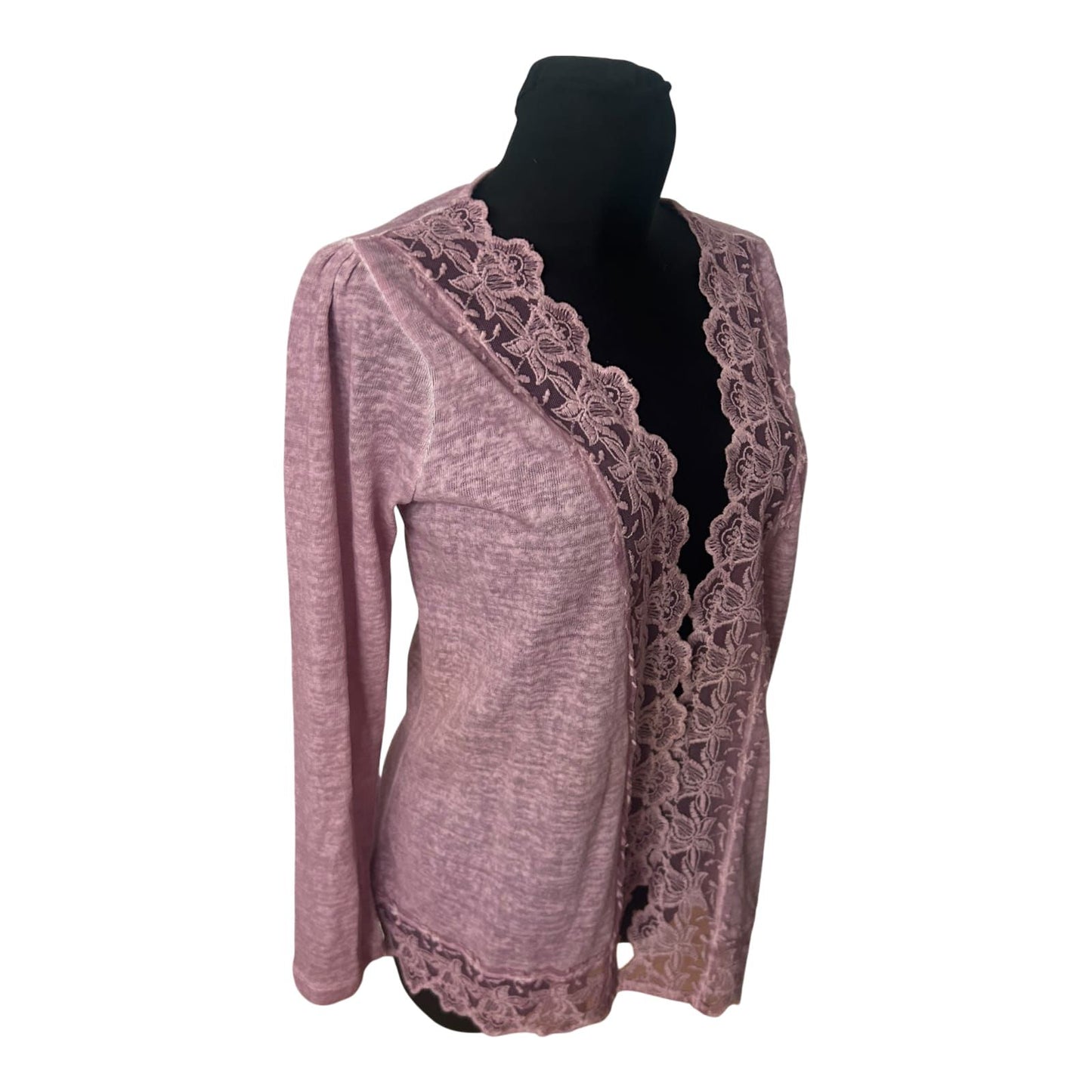 Himmelblau by Lola Paltinger Damen Cardigan Gr 40 Rosa Spitze Langarm