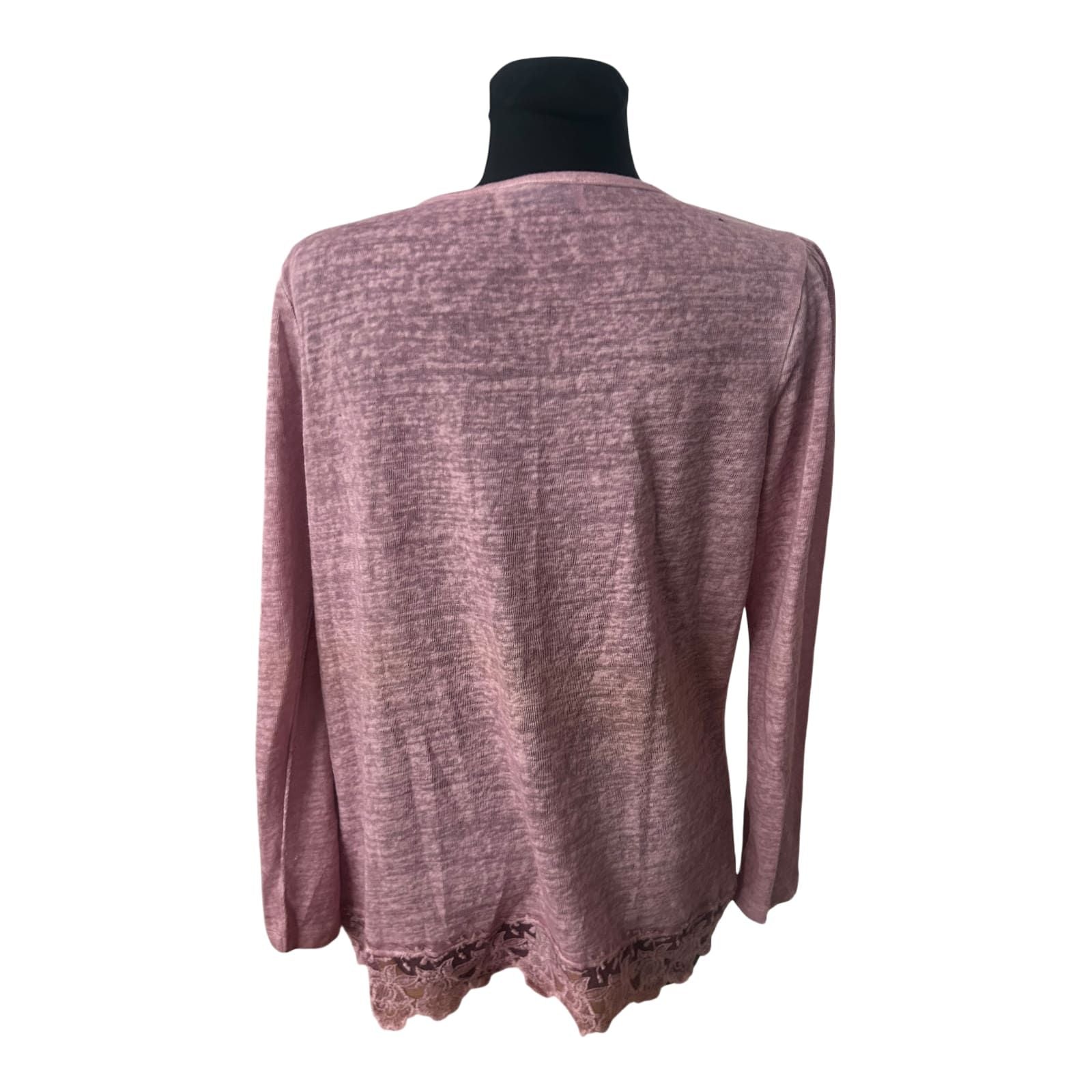 Himmelblau by Lola Paltinger Damen Cardigan Gr 40 Rosa Spitze Langarm