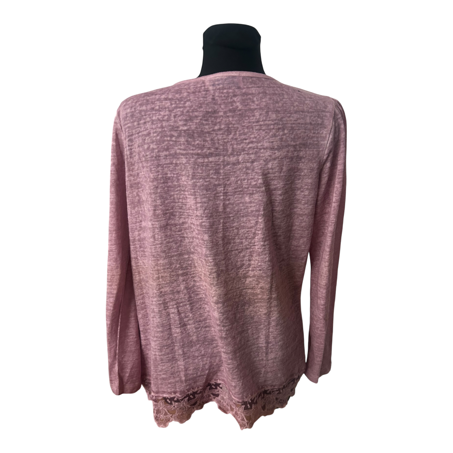 Himmelblau by Lola Paltinger Damen Cardigan Gr 40 Rosa Spitze Langarm