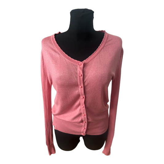 Atmosphere Damen Strickjacke Gr 40 Rosa V Ausschnitt Knopfleiste Langarm