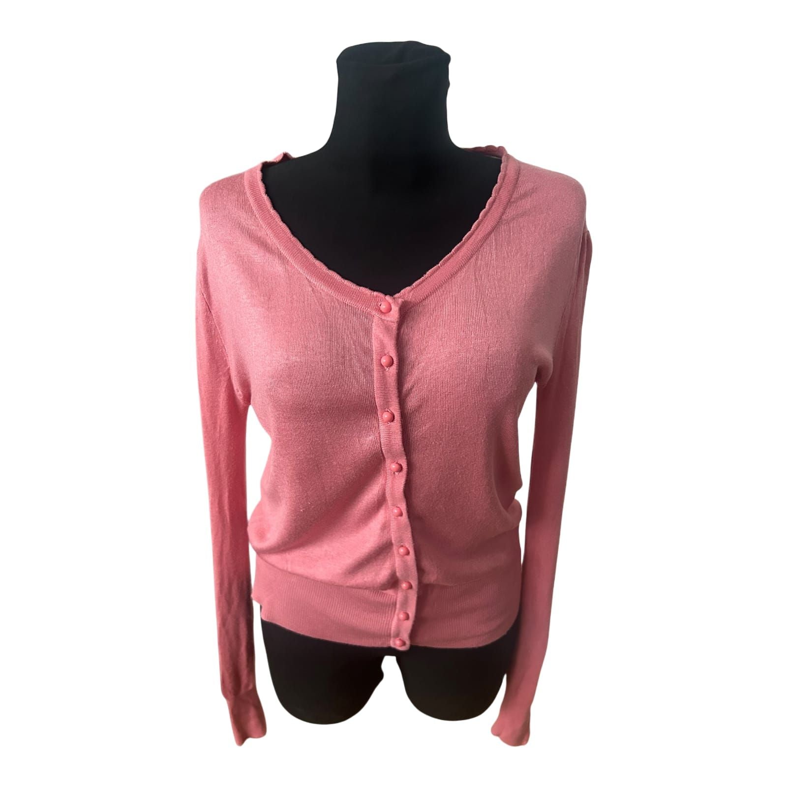 Atmosphere Damen Strickjacke Gr 40 Rosa V Ausschnitt Knopfleiste Langarm
