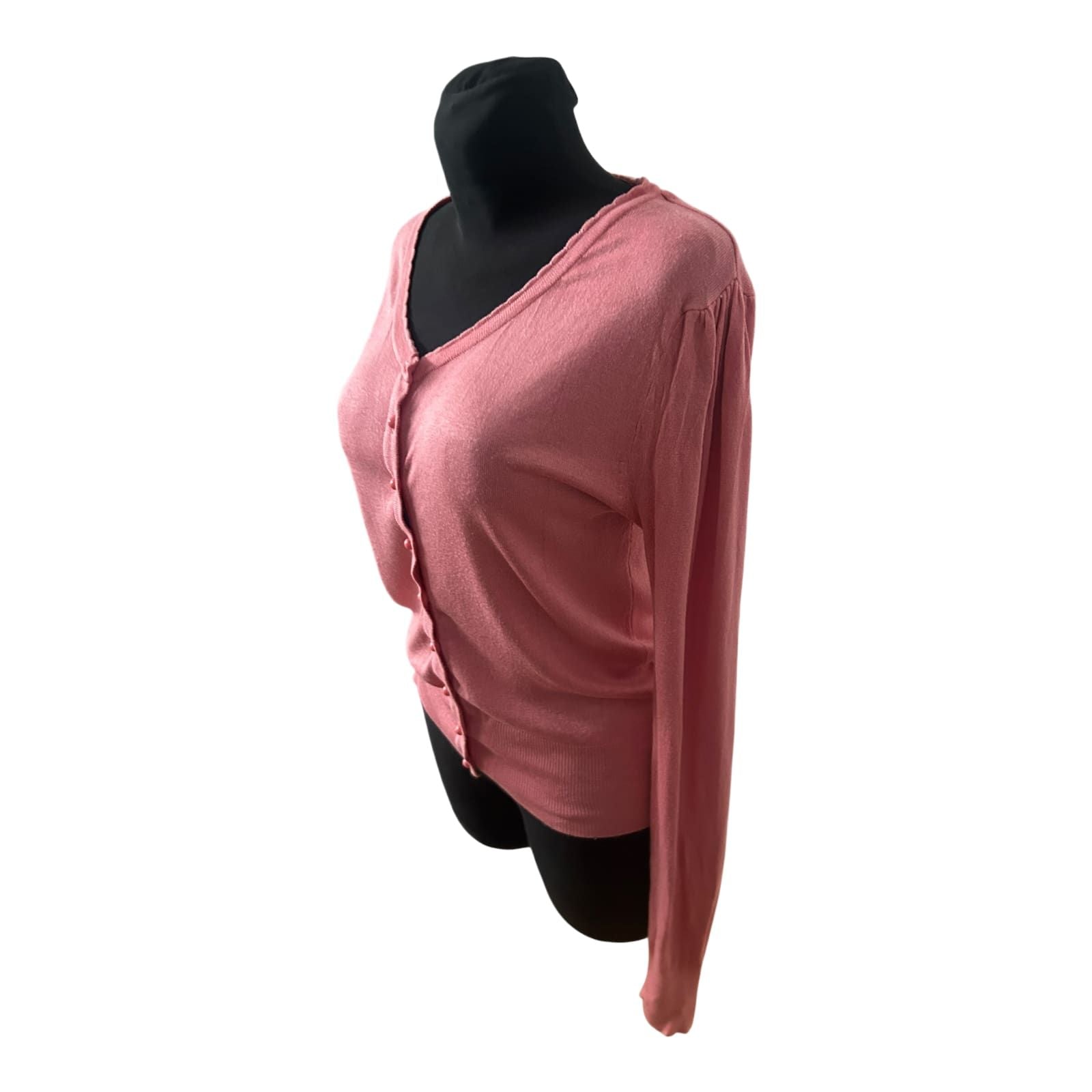 Atmosphere Damen Strickjacke Gr 40 Rosa V Ausschnitt Knopfleiste Langarm