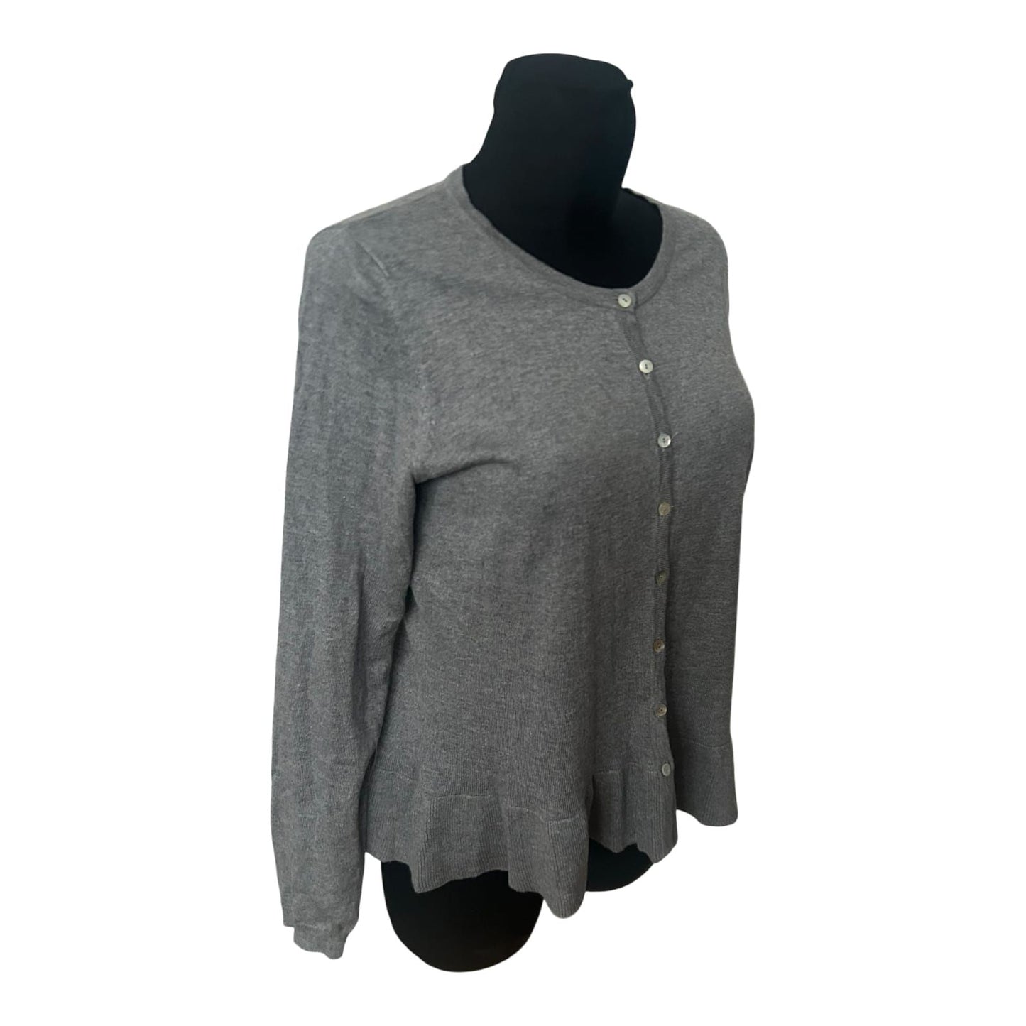 Mint & Berry Damen Strickjacke XL Grau Feinstrick Rundhals Knopfleiste