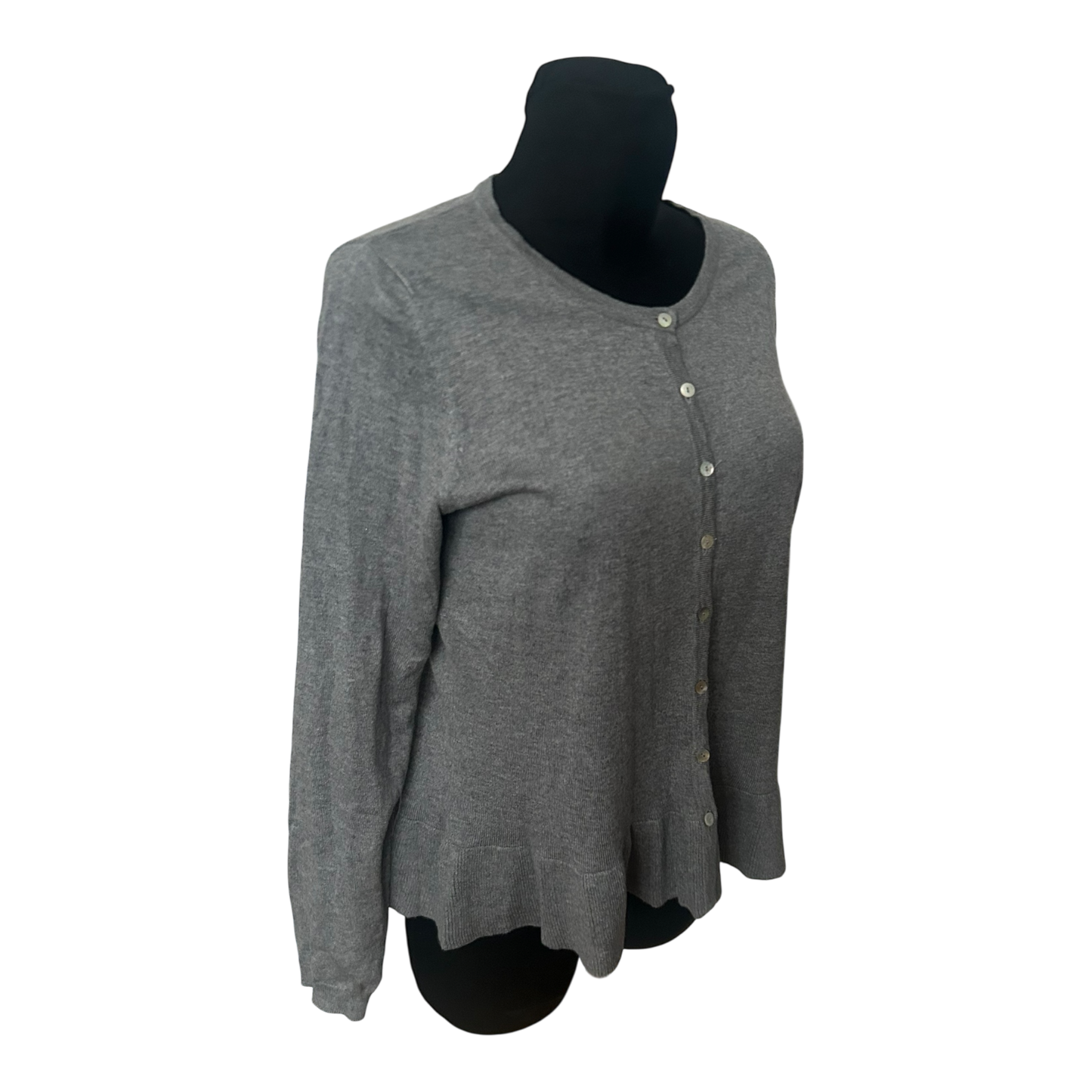 Mint & Berry Damen Strickjacke XL Grau Feinstrick Rundhals Knopfleiste