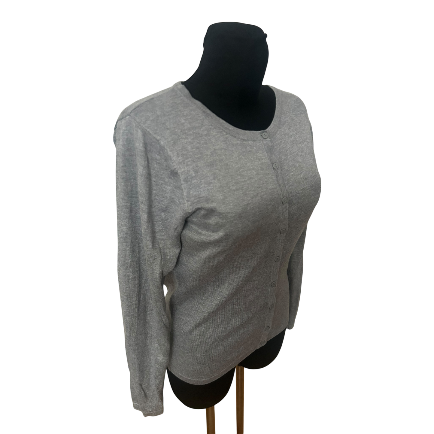 Soyaconcept Damen Strickjacke Gr M Grau Feinstrick Rundhals Knopfleiste