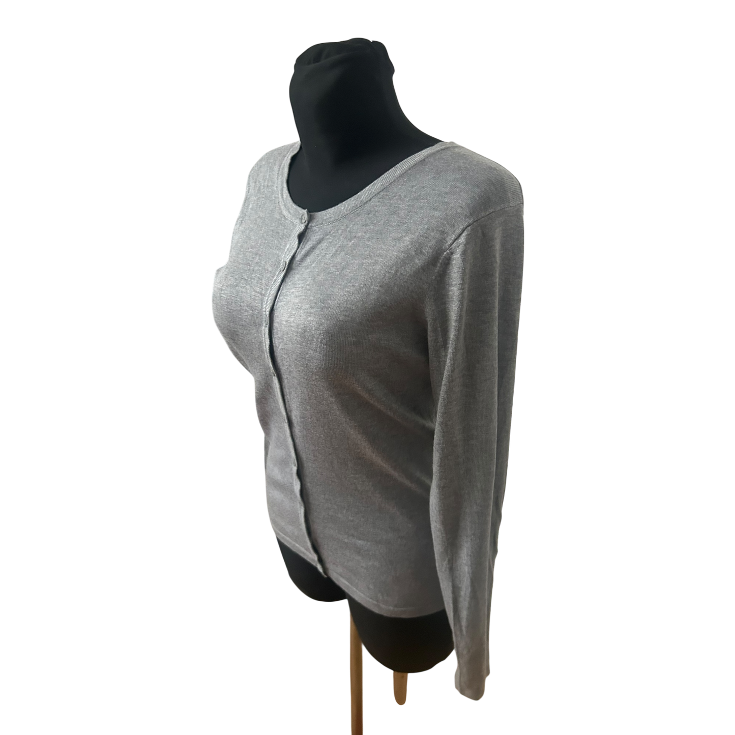 Soyaconcept Damen Strickjacke Gr M Grau Feinstrick Rundhals Knopfleiste