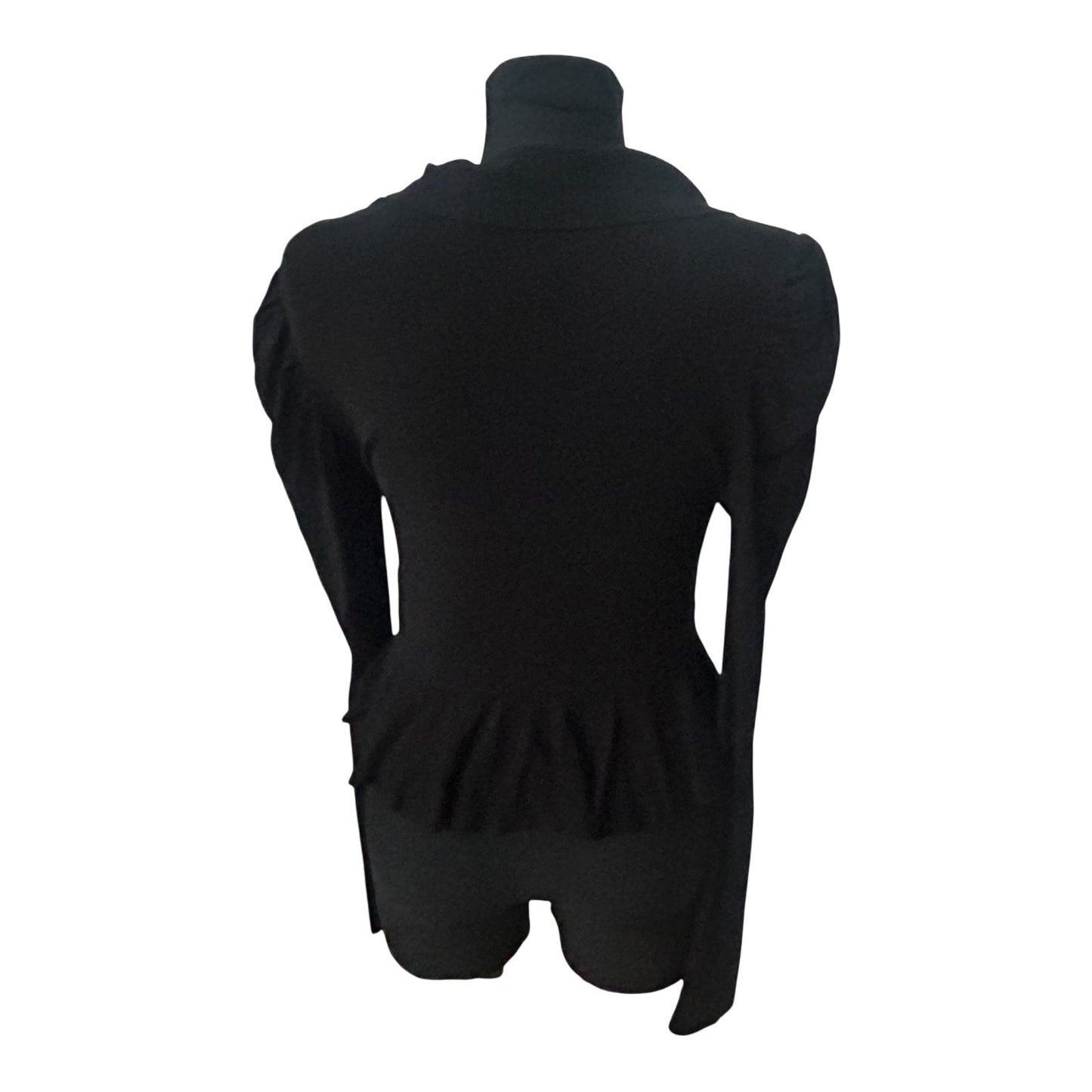 Laetitia Damen Cardigan Gr 40 Schwarz Viskosemix Bindegürtel Puffärmel