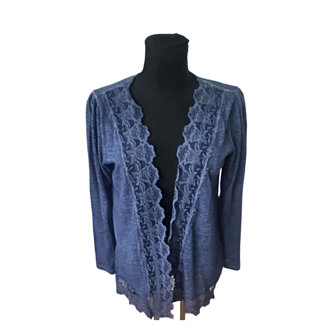 Himmelblau by Lola Paltinger Damen Cardigan Gr 42 Blau Spitze Langarm