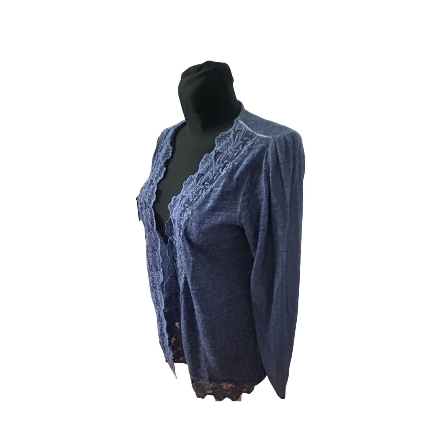 Himmelblau by Lola Paltinger Damen Cardigan Gr 42 Blau Spitze Langarm