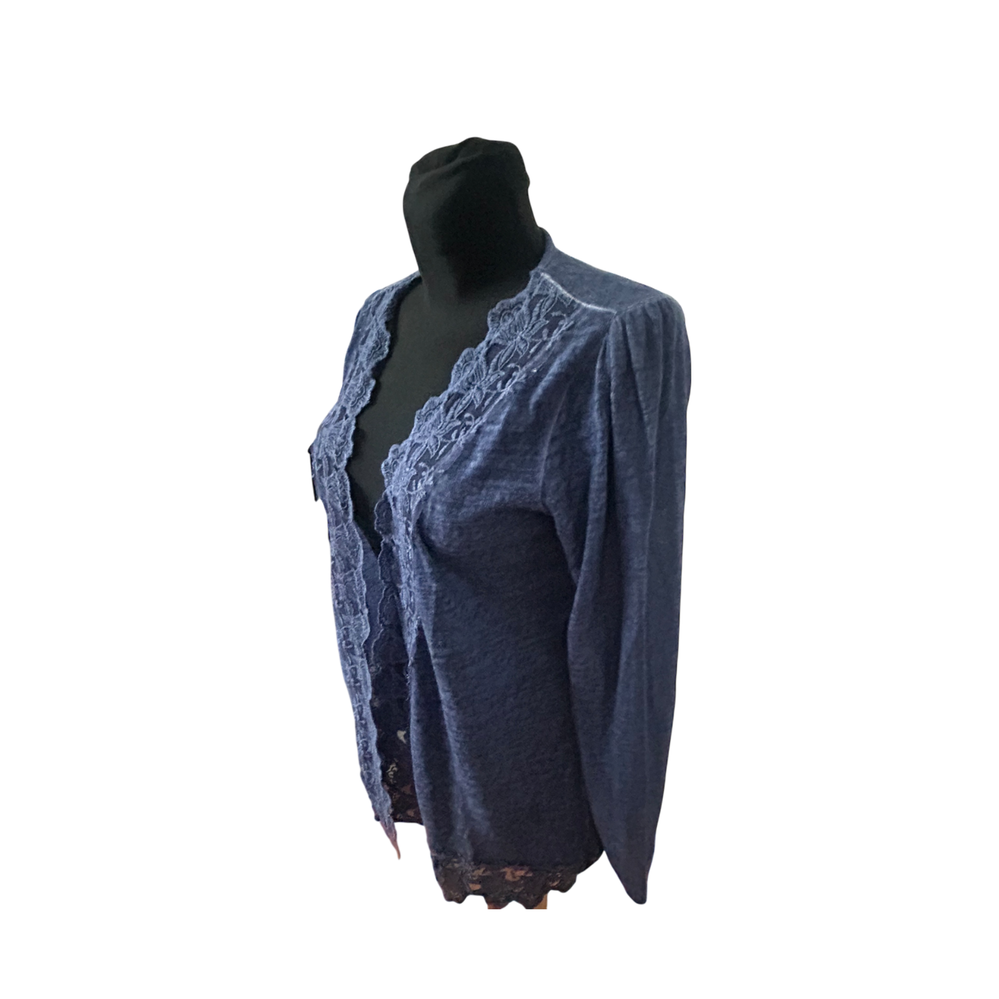 Himmelblau by Lola Paltinger Damen Cardigan Gr 42 Blau Spitze Langarm