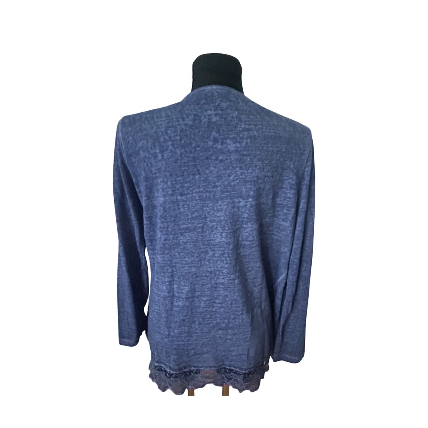 Himmelblau by Lola Paltinger Damen Cardigan Gr 42 Blau Spitze Langarm
