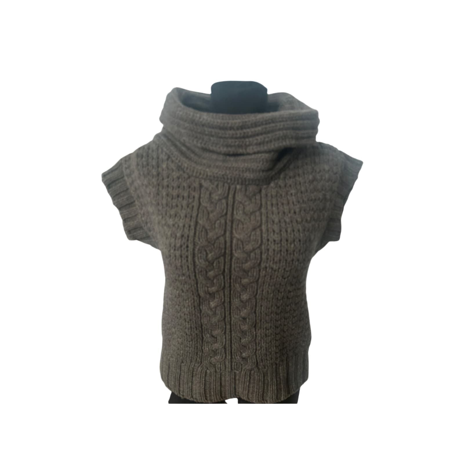 Tatum Strickpullover Damen Gr M Braun Schurwolle Zopfmuster Warm Winter