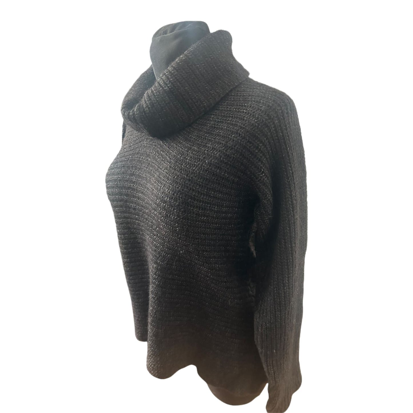 Damen Strickpullover Gr L Alpaka Wollmix Grau Rollkragen Winter Elegant