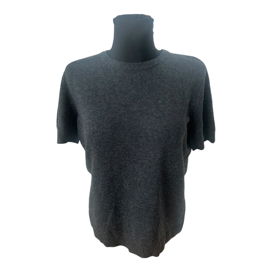 Fabiani Damen Strickpullover Gr 42 Grau Wolle Kaschmir Kurzarm Klassisch