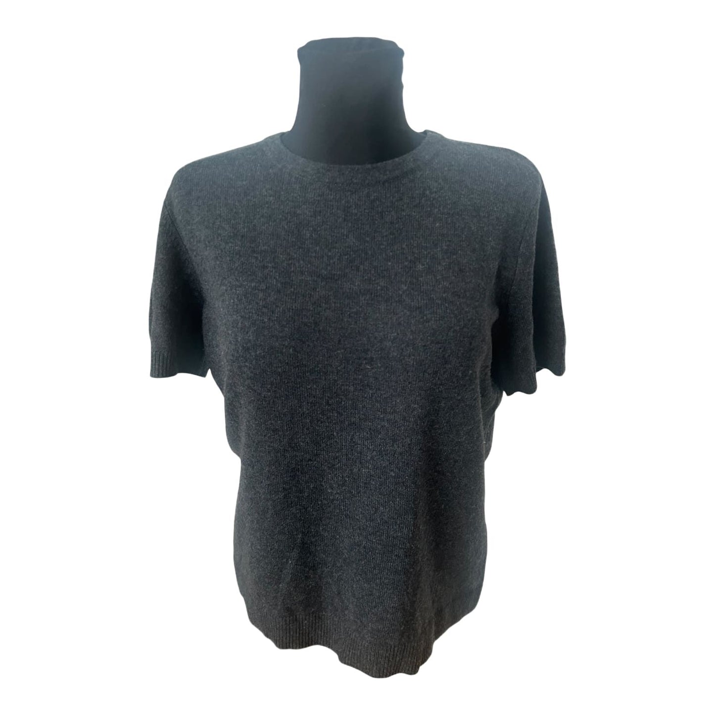 Fabiani Damen Strickpullover Gr 42 Grau Wolle Kaschmir Kurzarm Klassisch