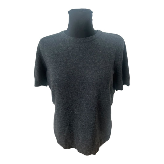 Fabiani Damen Strickpullover Gr 42 Grau Wolle Kaschmir Kurzarm Klassisch