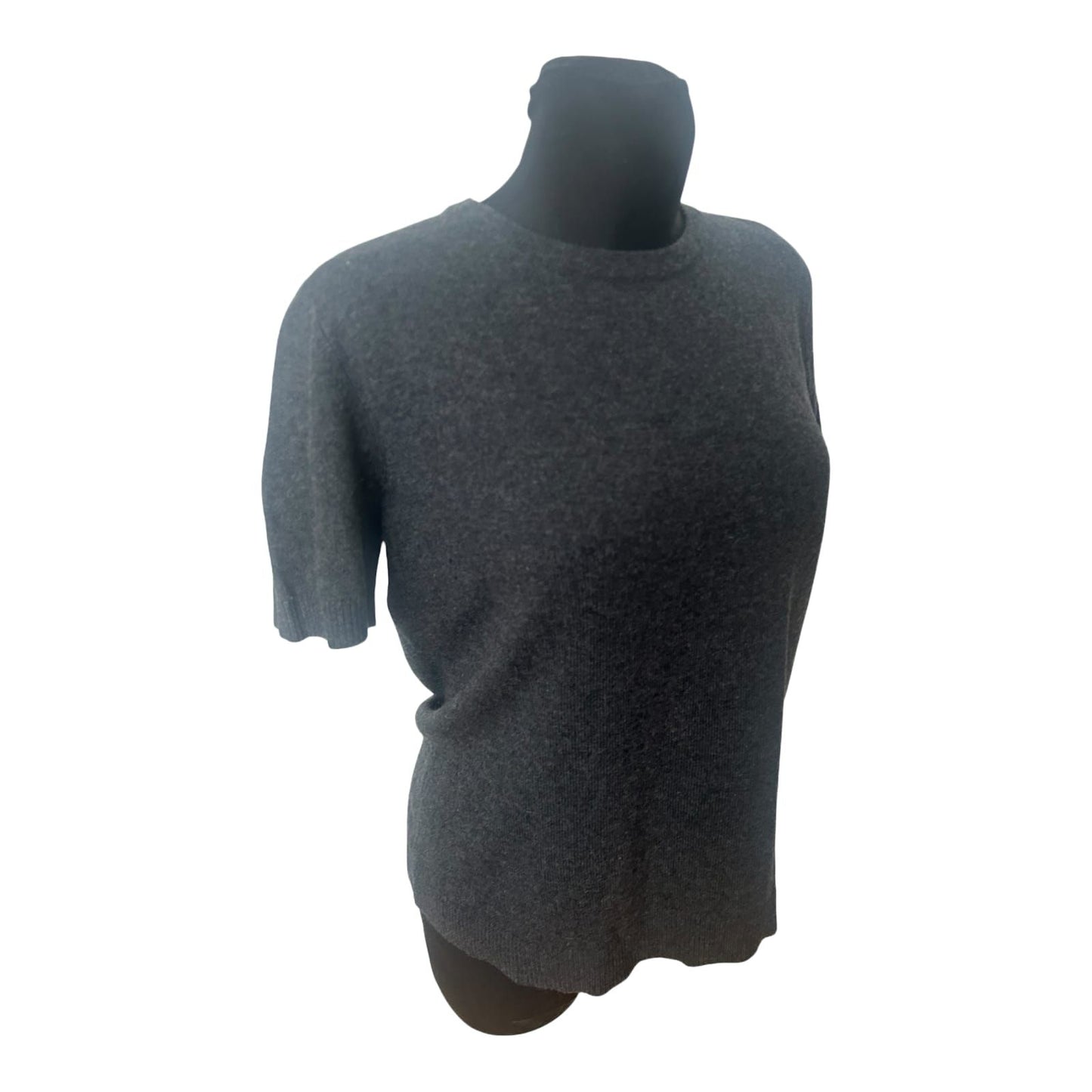 Fabiani Damen Strickpullover Gr 42 Grau Wolle Kaschmir Kurzarm Klassisch