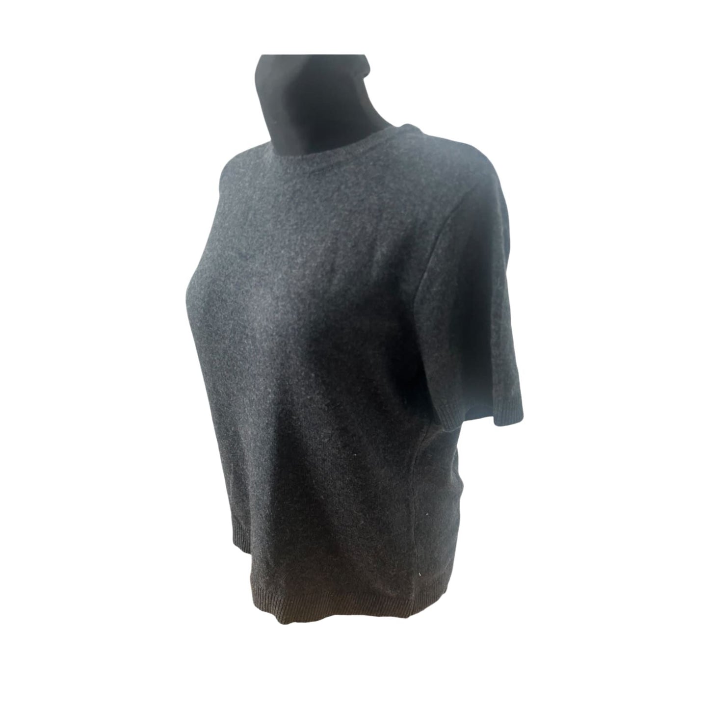 Fabiani Damen Strickpullover Gr 42 Grau Wolle Kaschmir Kurzarm Klassisch