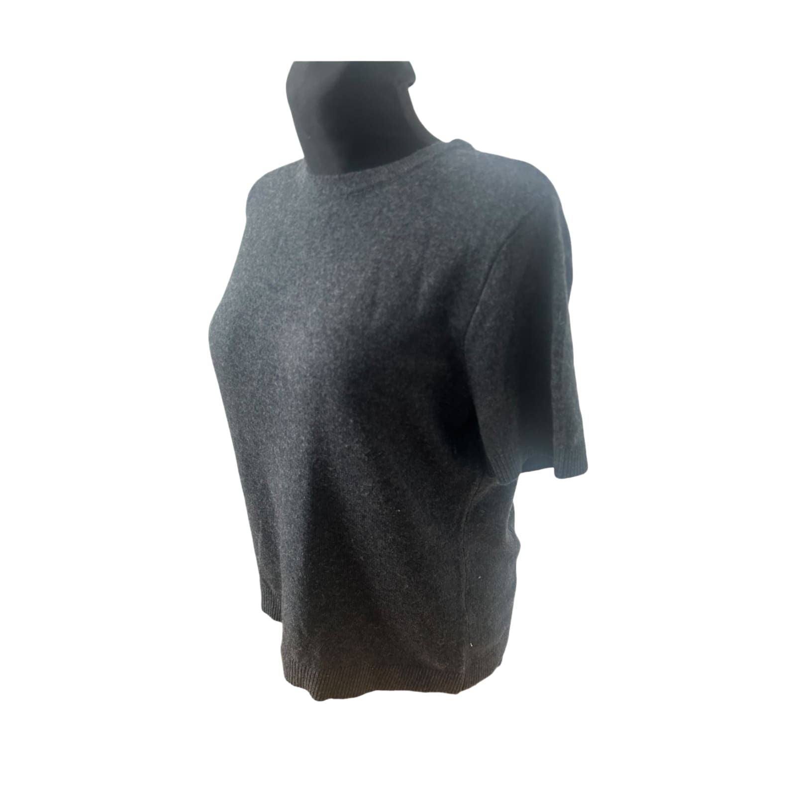 Fabiani Damen Strickpullover Gr 42 Grau Wolle Kaschmir Kurzarm Klassisch