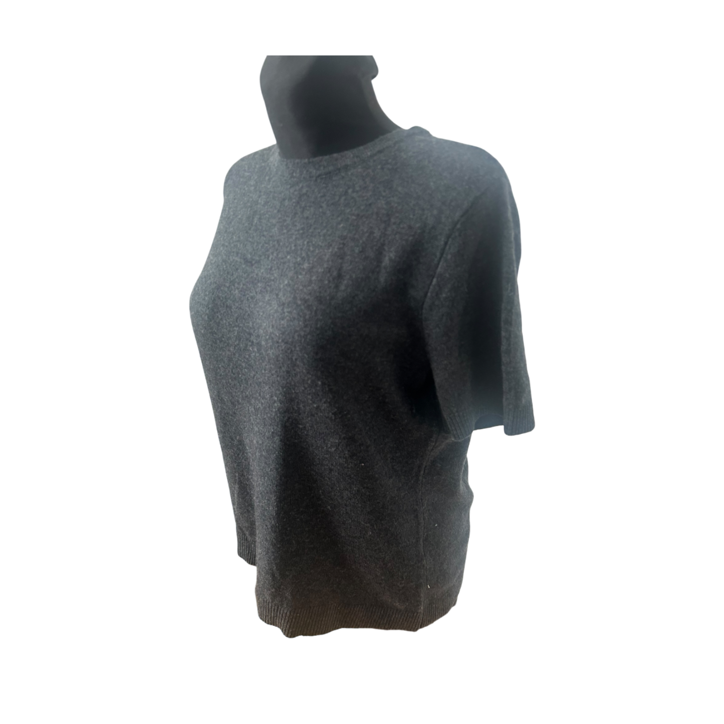 Fabiani Damen Strickpullover Gr 42 Grau Wolle Kaschmir Kurzarm Klassisch