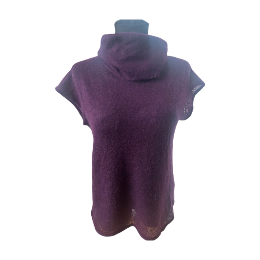 Marc O Polo Damen Strickpullover Gr L Mohair Wolle Lila Kurzarm Elegant