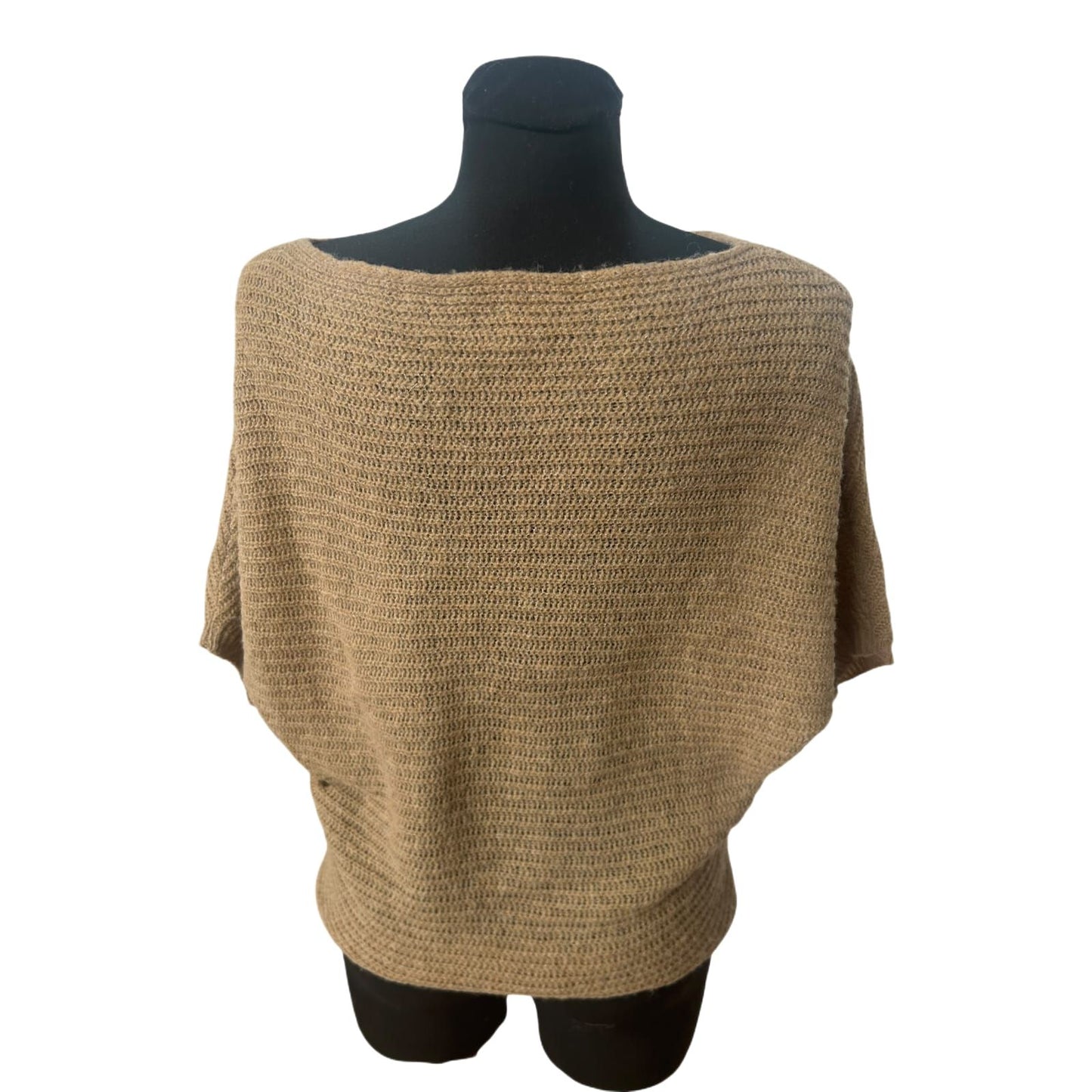 Benetton Pullover Damen Strickpullover Gr S Beige Fledermausärmel Schurwolle