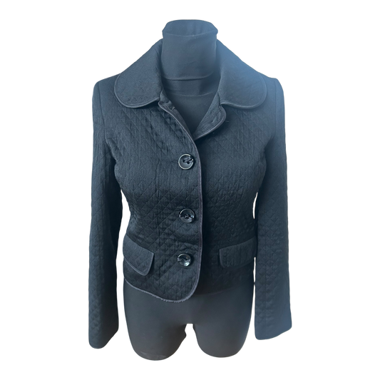 H&M Blazer Damen Gr 34 Schwarz Steppoptik Kurzblazer Übergang Elegant