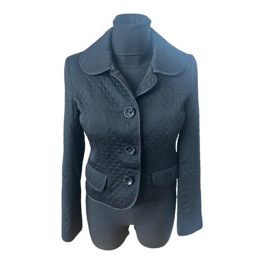 H&M Blazer Damen Gr 34 Schwarz Steppoptik Kurzblazer Übergang Elegant