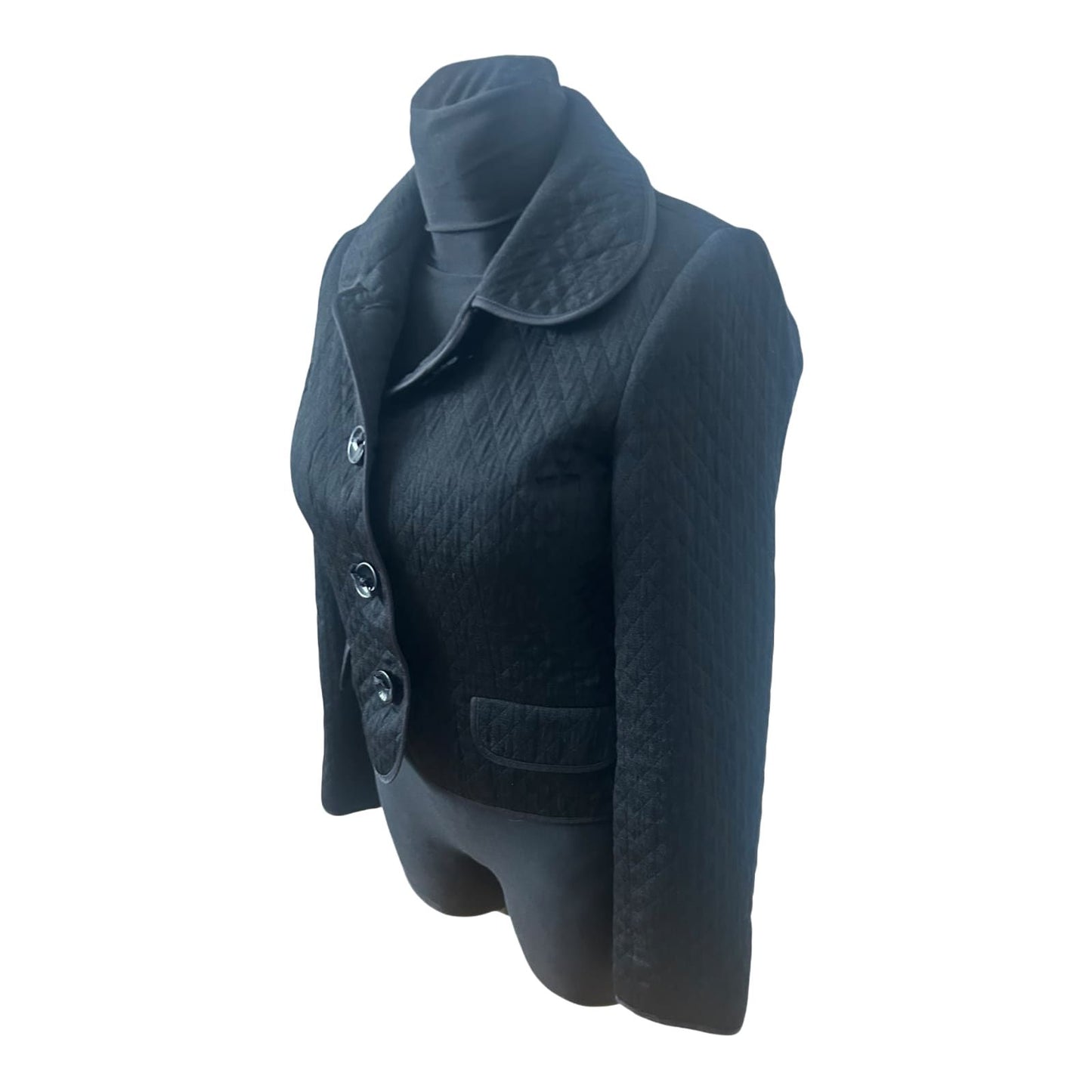 H&M Blazer Damen Gr 34 Schwarz Steppoptik Kurzblazer Übergang Elegant