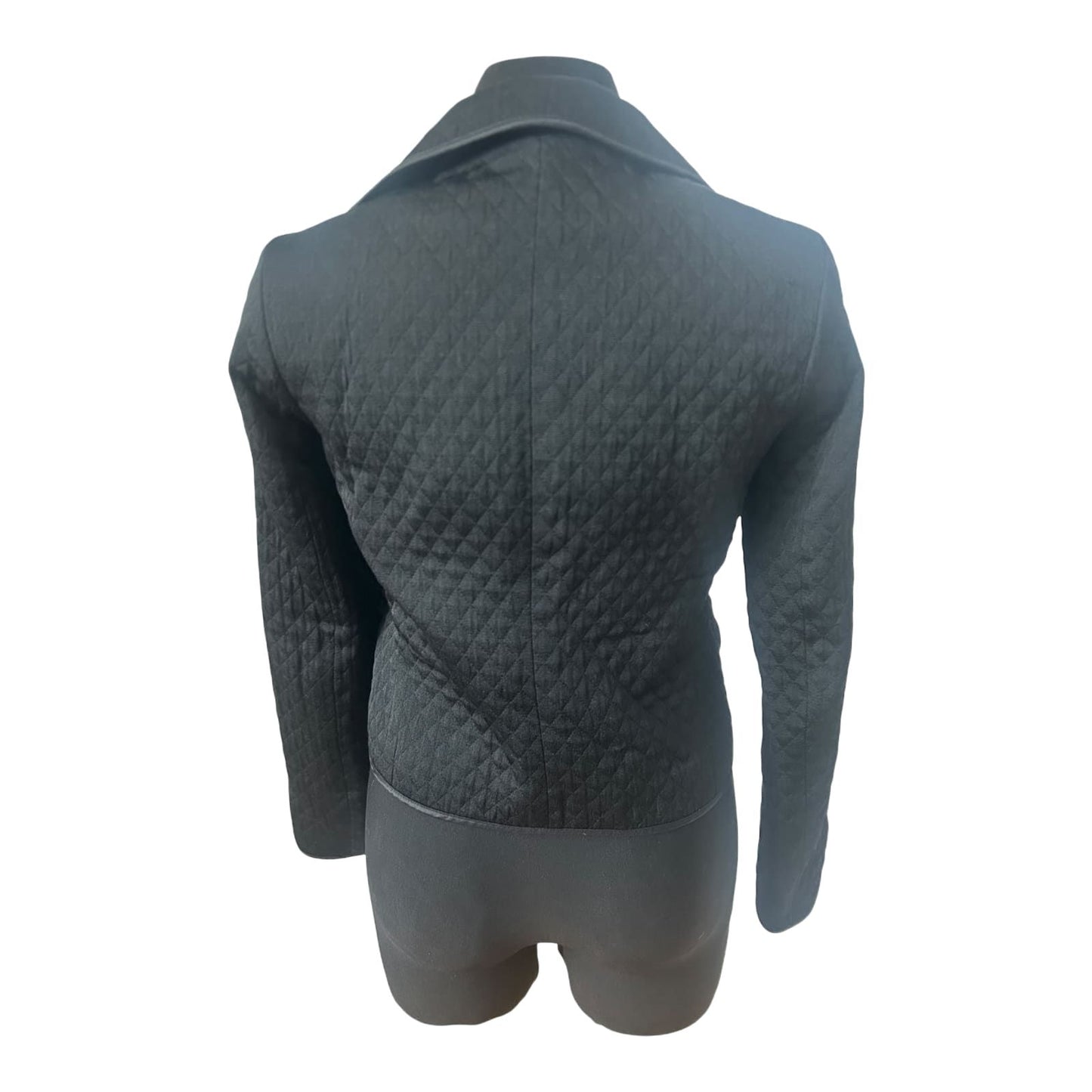 H&M Blazer Damen Gr 34 Schwarz Steppoptik Kurzblazer Übergang Elegant